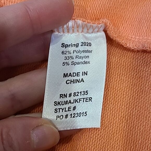 Fresh‎ produce orange soft polyester rayon stretch open long sleeve shirt - Picture 4 of 5